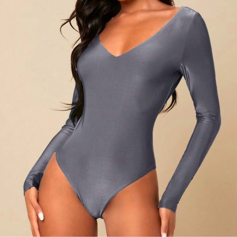 SHEIN Charcoal Long Sleeve Bodysuit